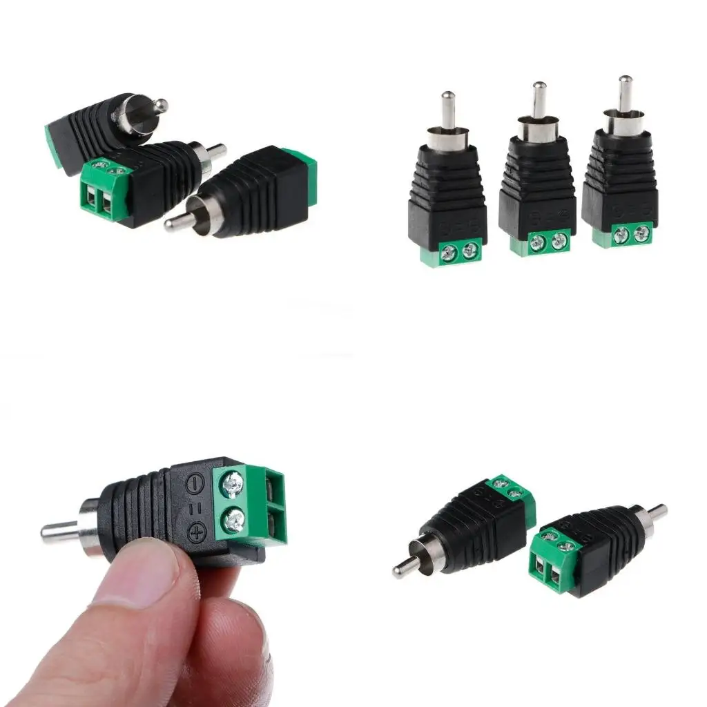 4XFC 3 Pcs RCA Male Plug to AV Terminal Connector Video AV Balun 2 Screw