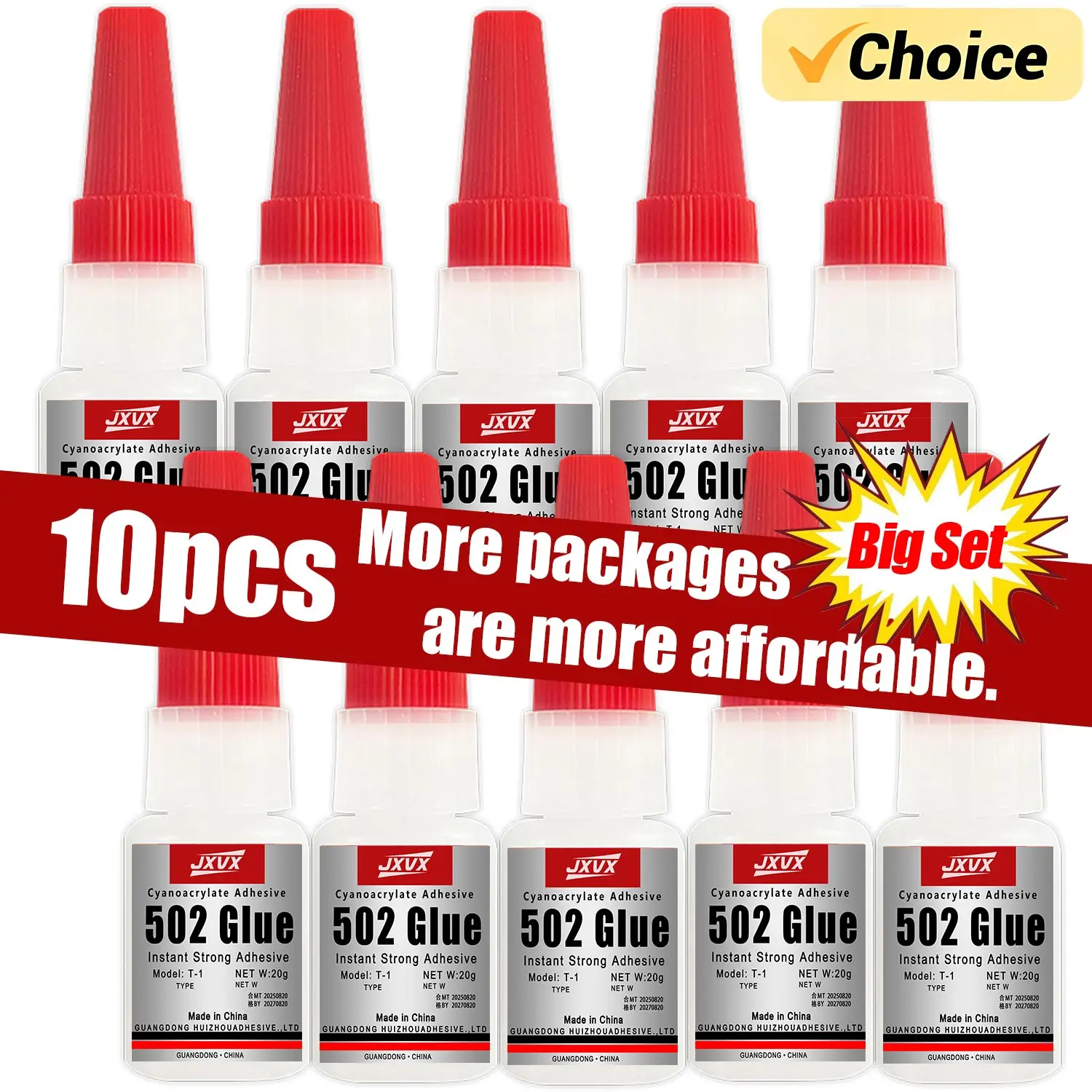 

Jxvx 50g Large Capacity 502 Super Glue, Cyanoacrylate Adhesive, Instant Quick Drying Cyanoacrylate Adhesive, Leather, Rubber, Glass, Wood, Metal, Liquid Adhesive Tool, Super Strong Glue 502.