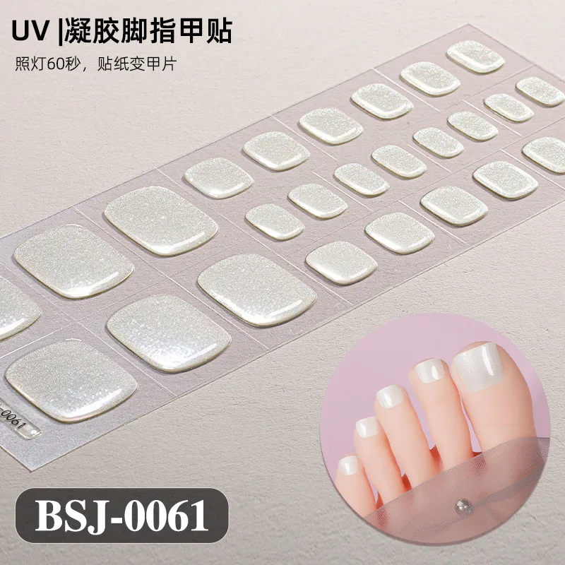 Toe Semi Curing Gel Nail Sticker Hardens with UV Lamp Curing Gel Stickers Korean Semi Cured Foot Gel Nail Art Wraps