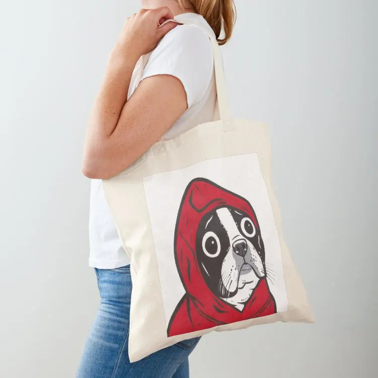 

Boston Terrier in a Red Hoodie Tote Bag tote woman Candy bags cute men's