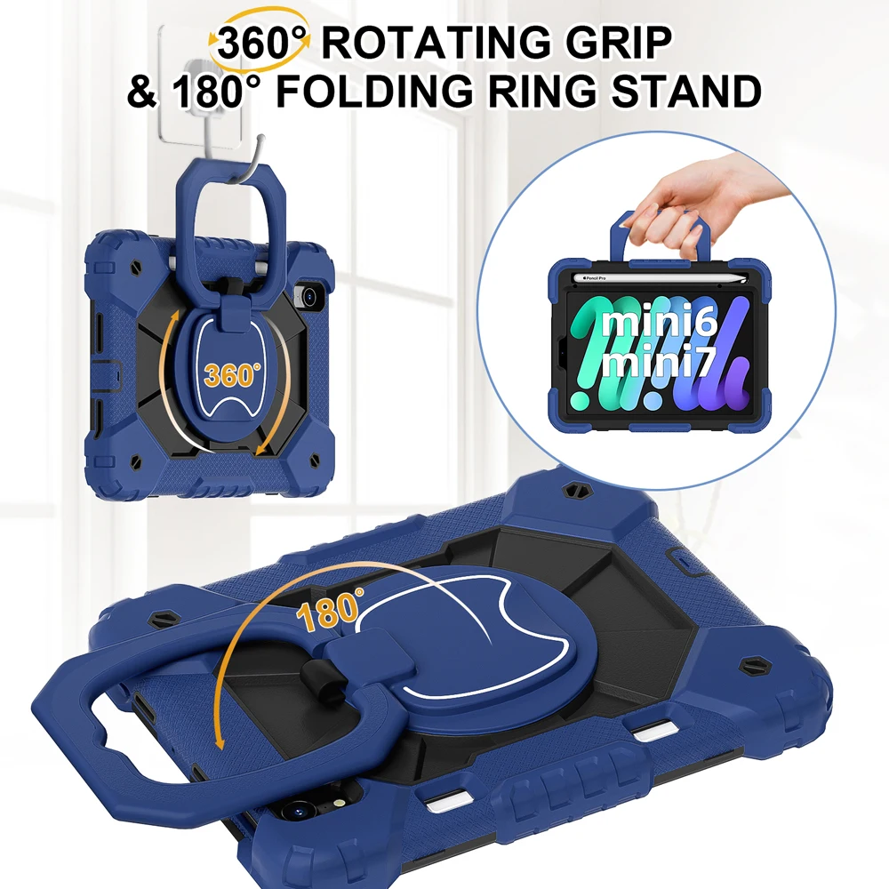 

8,3-дюймовые портативные чехлы для планшетов Mini7 для iPad Mini 6/Mini 7 (2024) Чехол A2995 A2568 Чехол Fundas Rotate PC Stand Силиконовый корпус