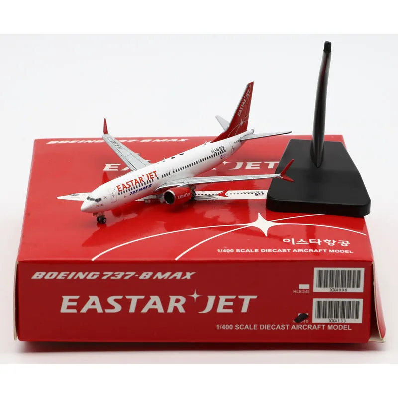 

XX4133 Alloy Collectible Plane Gift JC Wings 1:400 Eastar Jet Boeing B737 MAX 8 Diecast Aircraft Jet Model HL8340 With Stand