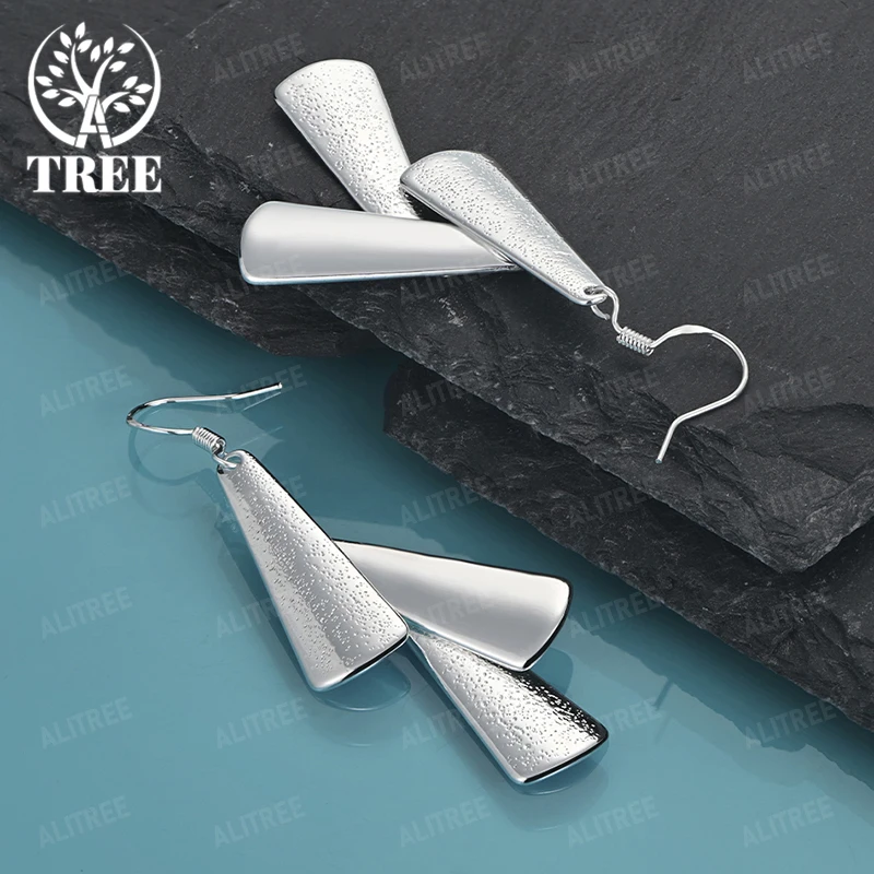 

Fashion Jewelry 925 Sterling Silver Geometric Long Drop Earring For Lady Party Engagement Wedding Accessories Birthday Gift