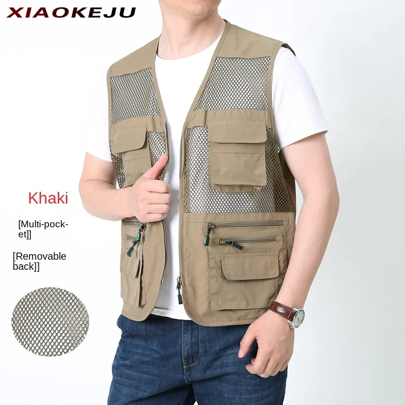 

for Coat Summer Men Vest Luxury Tactical Military Men's Multi-pocket Hunting Man Fishing Clothing Leather Sleeveless Jacket Work