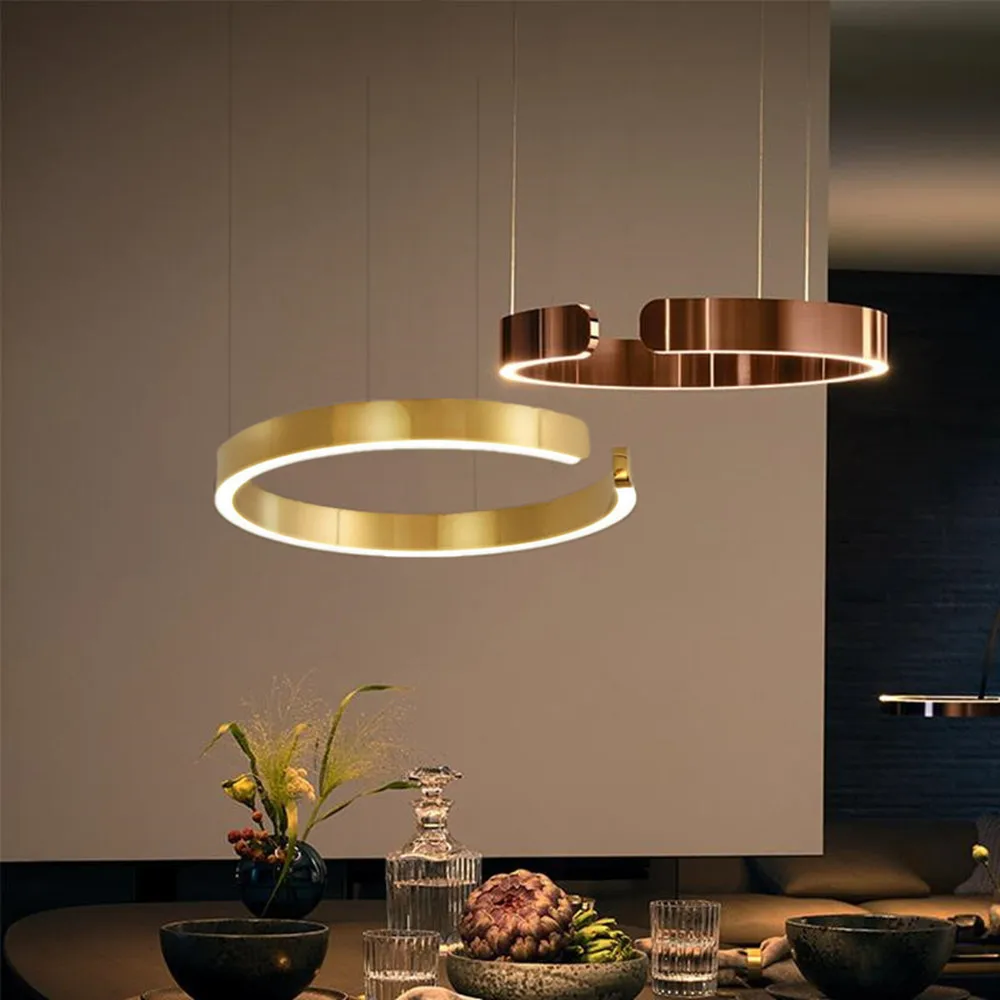 LED Round Chandelier for Living Room Indoor Height Adjustment 85-265V Round Ceiling Pendant Light dining Room Decoration