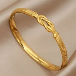 Classic Stainless Steel Metal Knot Bangles for Women Fashion Brand Jewelry Twist Bracelets Gift Accessories