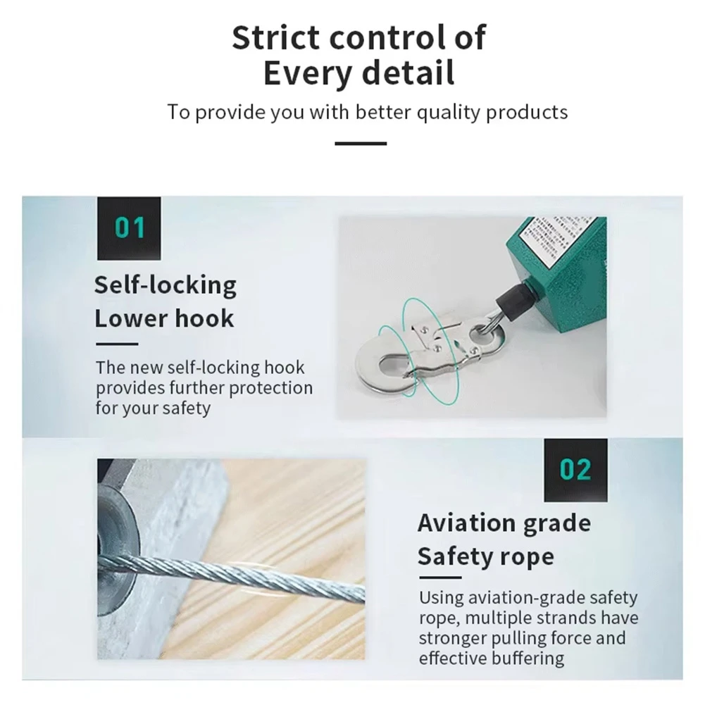 Dispositivo di protezione anticaduta premium ad alta quota Cintura di sicurezza per discensore da 3 metri Paracaduta Dispositivo autobloccante con blocco automatico della corda