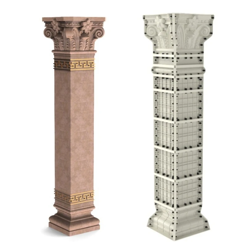 Outdoor square round cement moulding design plastic mold column concrete roman pillar mould for constructing pillars