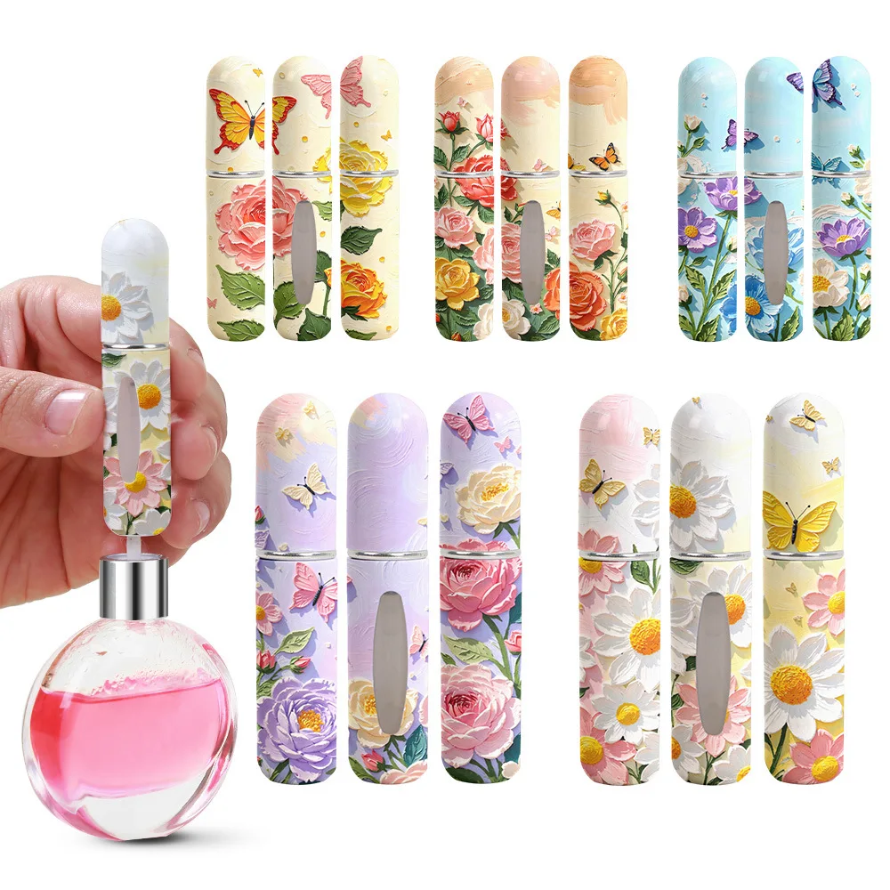 New 5ml Mini Perfume Bottle Empty Portable Spray Rotating Bottle Storage Sprayer Refillable Empty Cosmetic Containers