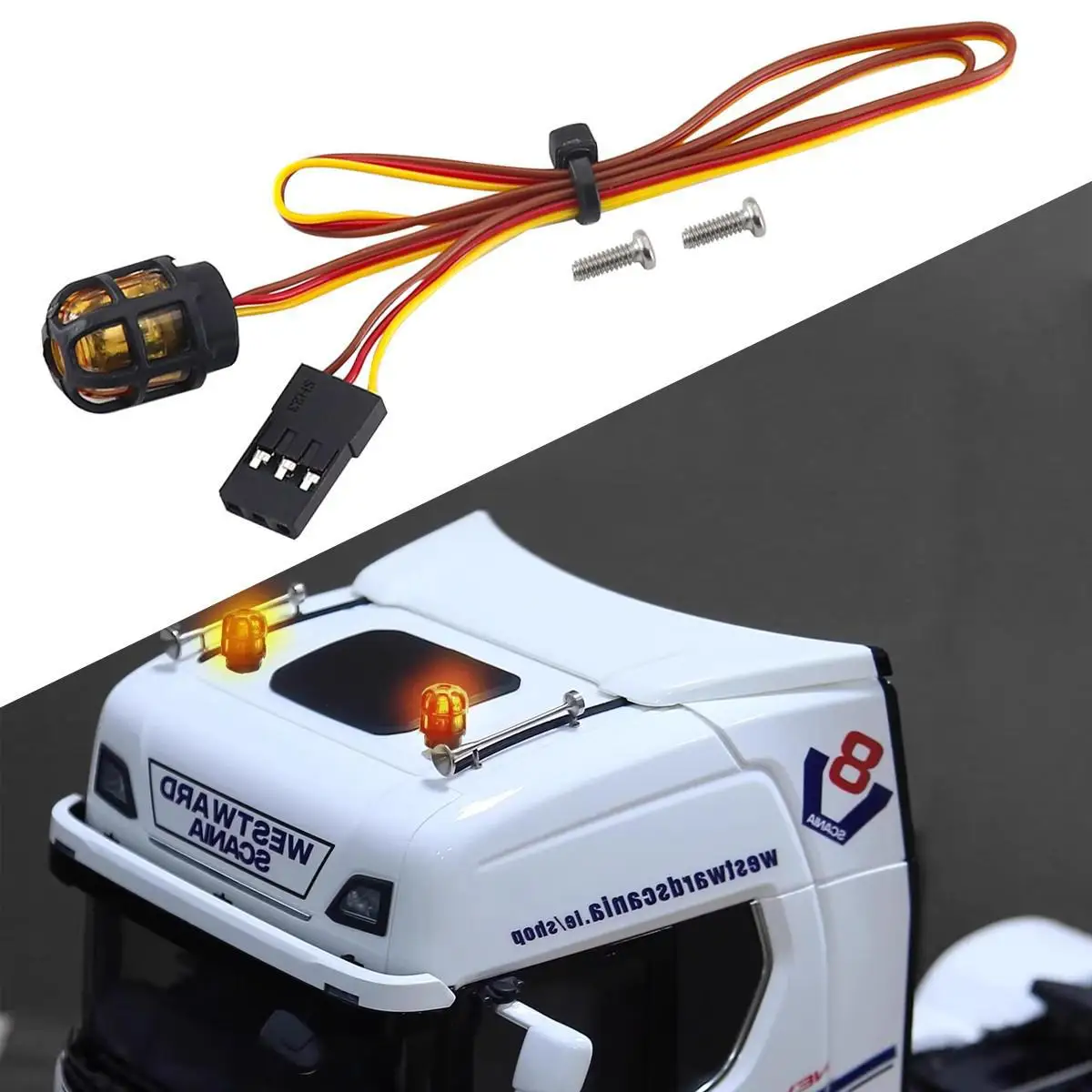 1pcs 360 Degree Rotating Light Led Engineering Lamp For 1/14 Excavator Tamiya Rc Truck Trailer Tipper Scania 770s Car Diy