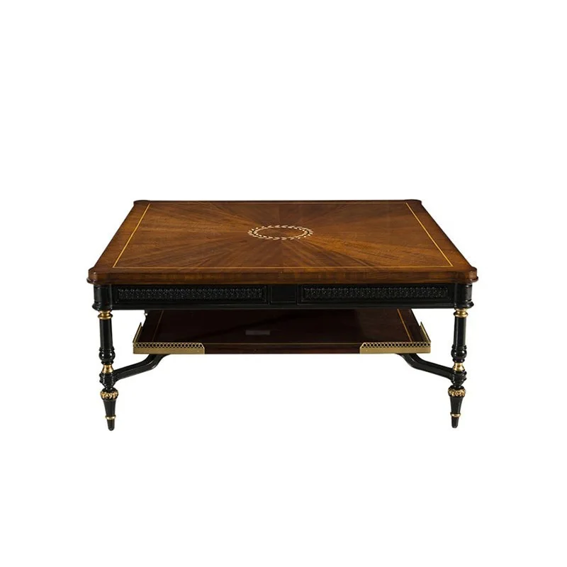 English solid wood coffee table Alexander mahogany veneer parquet copper pieces Dafang several neoclassical villa furniture