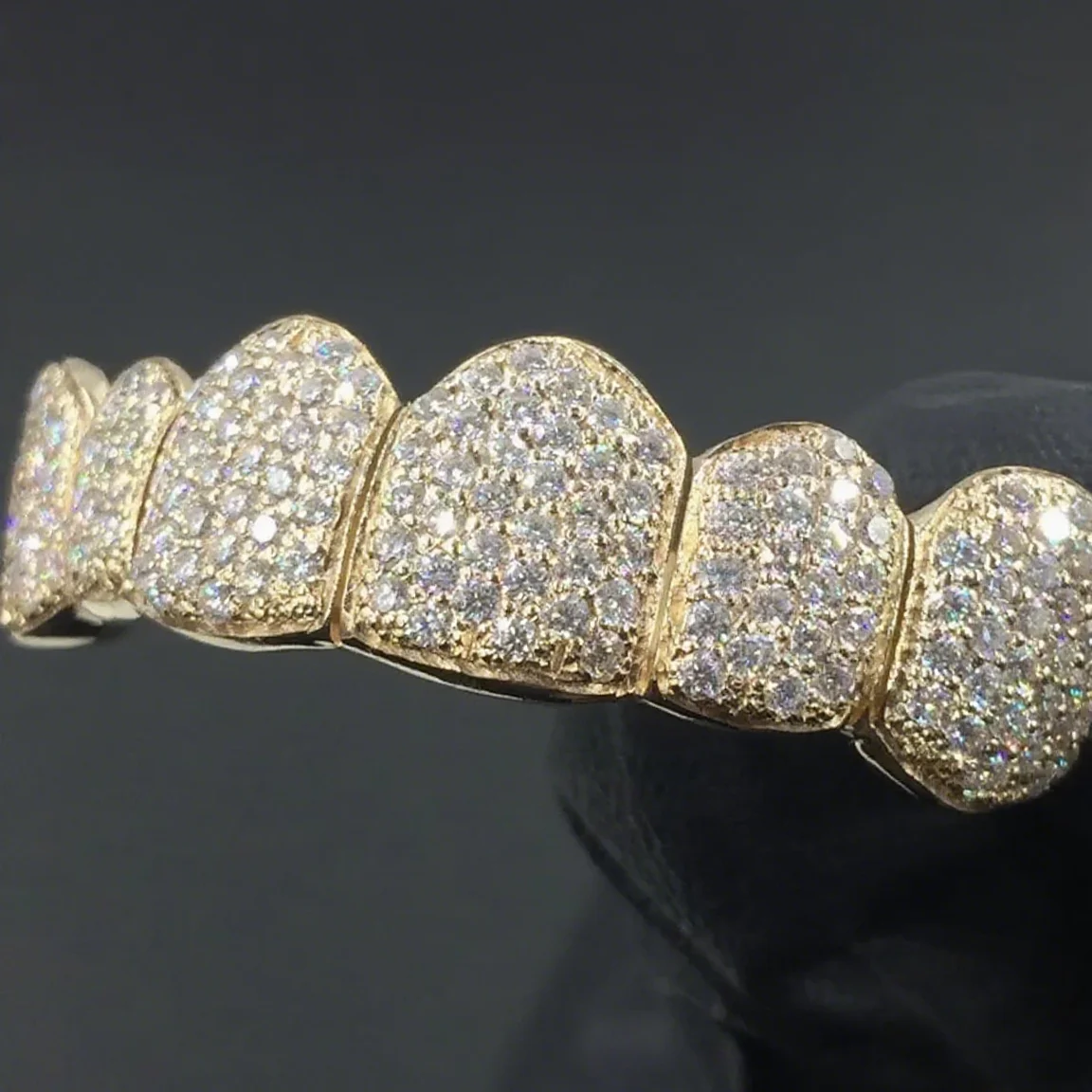 Custom Lab Diamond Hip Hop Jewelry 10k Gold Grillz 6 Teeth & 6/6 8 Teeth & 8/8 Select (Send Teeth Mold to Us) view 2
