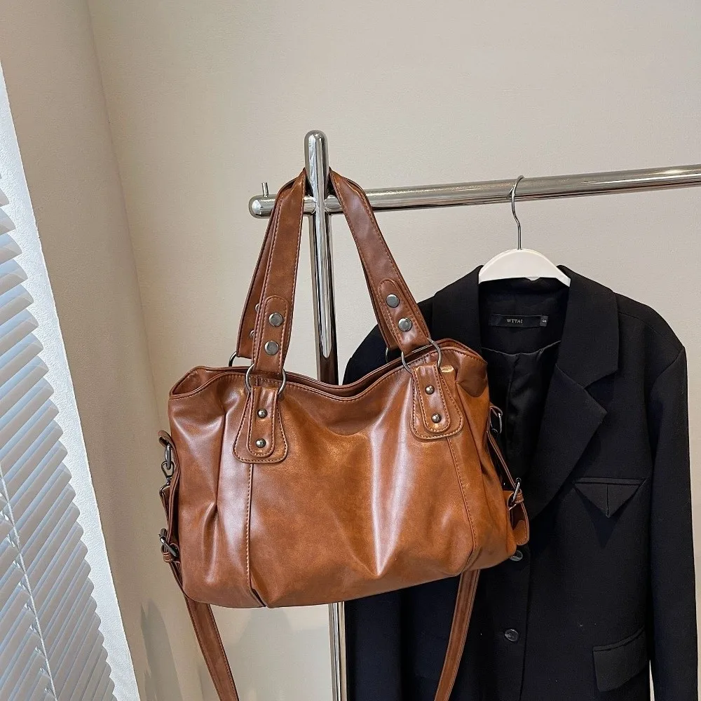 

Модная сумка через плечо большой вместимости из мягкой искусственной кожи, однотонная многофункциональная сумка-тоут, женская сумка.