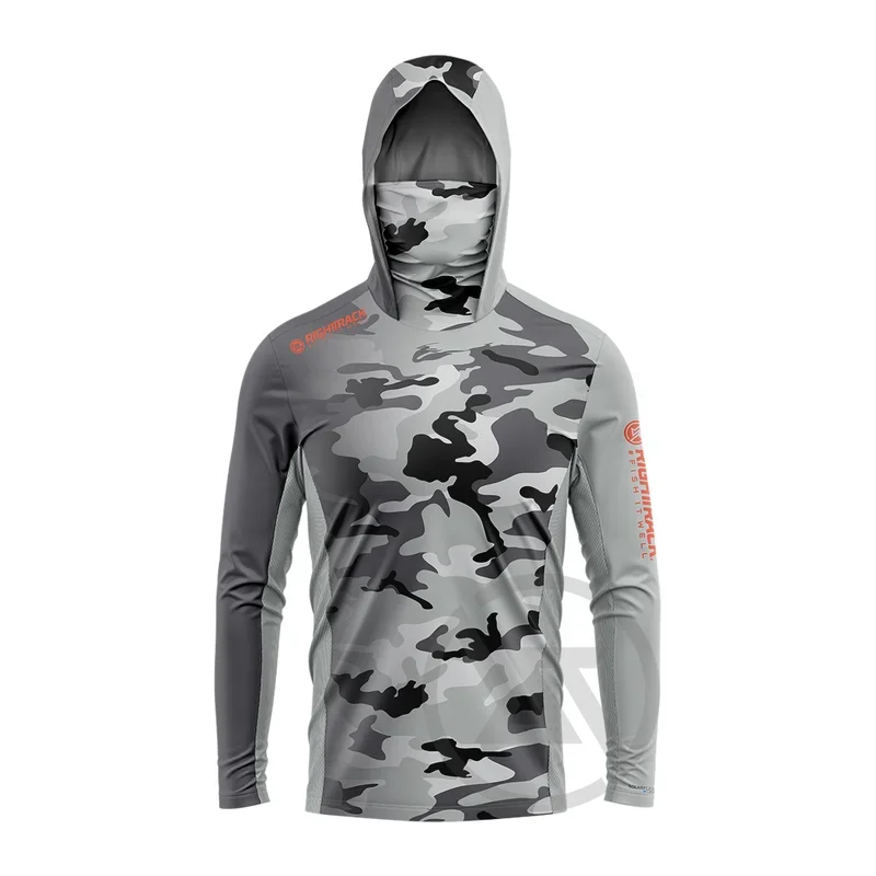 RIGHTTRACK Mask Hoodies Fishing Clothing UPF50  UV Camo Hunting Climbing Camping Hiking Breathable Outdoor Sports Apparel