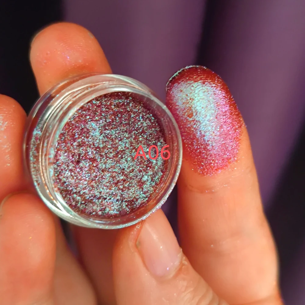 1-Jar Duochrome Chameleon เล็บ Glitter ผง Holographic Shining Chameleon ถูสี High-Gloss Chameleon เล็บฝุ่น