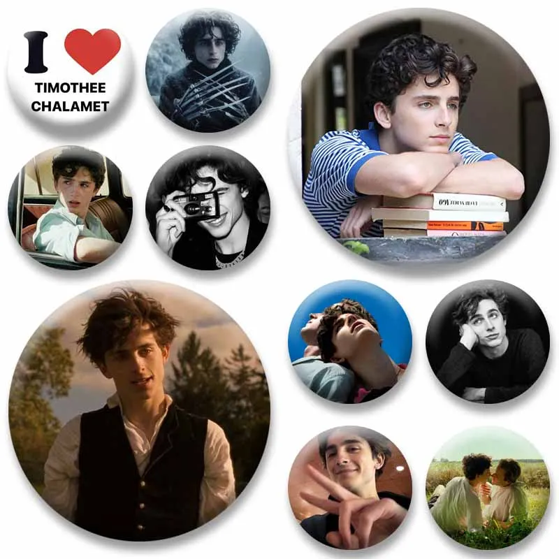 American Actor T-Timothee Chalamet Badge Creative Tinplate Coin Brooch Clothing Backpack Hat Accessories Lapel Pins Jewelry Gift