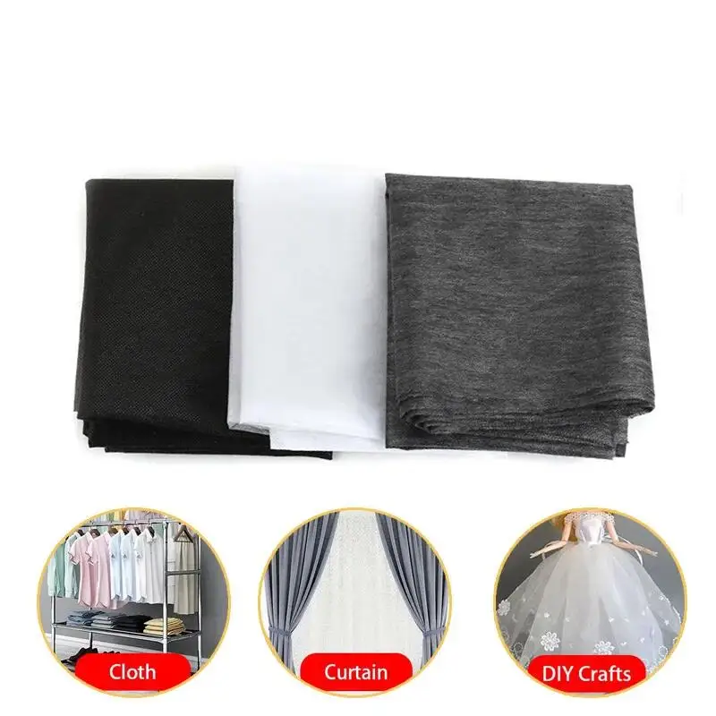White Black Grey Non-woven Fabric Interlinings & Linings Iron On Sewing Patchwork Adhesive Single-sided