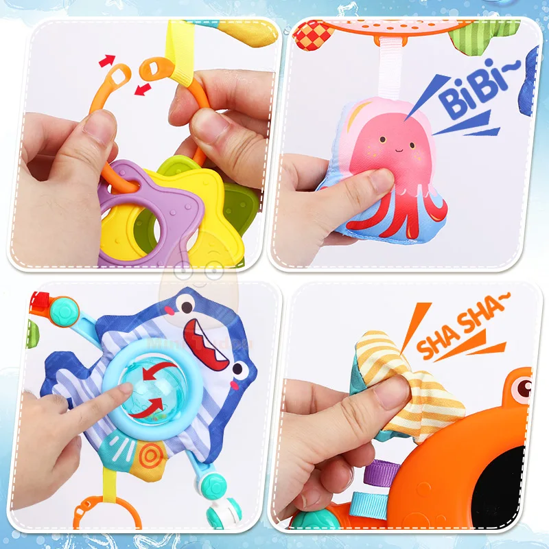 Baby Stroller Toy Crib Mobile Bed Bell Arch Musical Rattle Adjustable Clip Hanging 0 12 Months Educational Toys For Newborn Gift