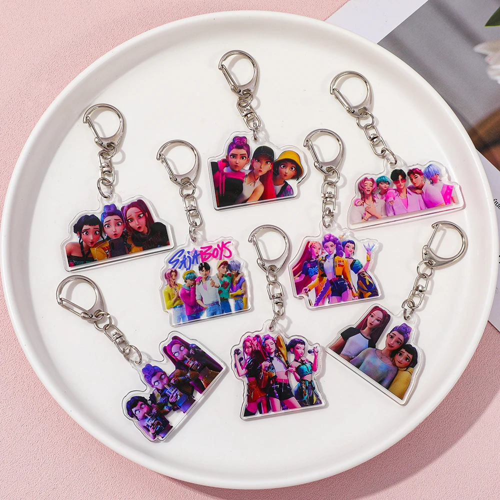 جديد ساجا بنين Kpop شيطان الصيادين هنتركس سر سلاسل المفاتيح اكسسوارات رومي زوي جينو ميرا حلقة رئيسية الاكريليك Keyrings المشجعين الهدايا #4