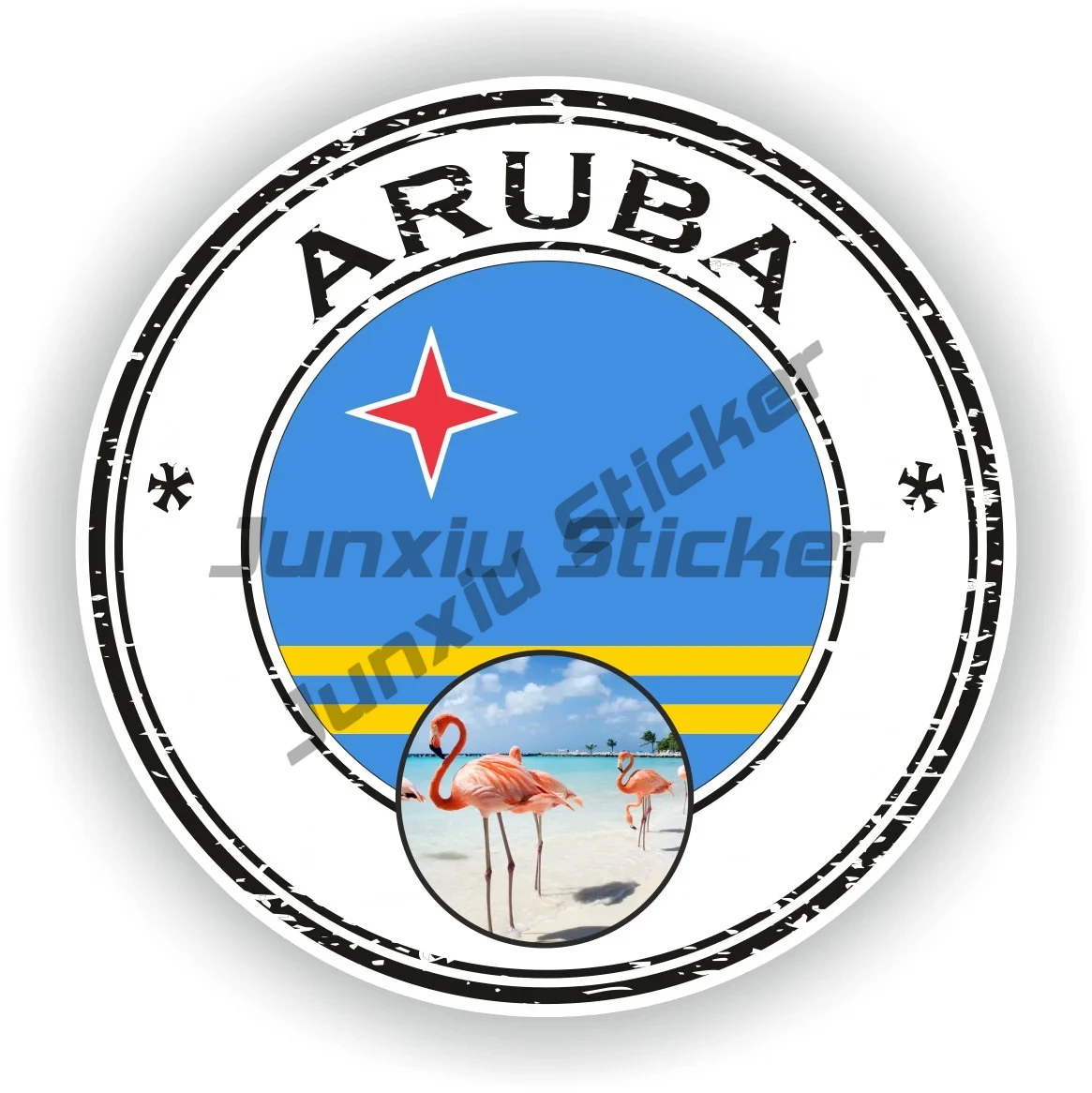 أروبا العلم ختم رمز البلد ARU البيضاوي ملصق جزيرة الكاريبي ملصق مائي عطلة تذكارية ملصقات مقاومة للماء الديكور