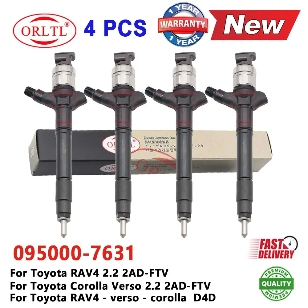 

0950007631 NEW ORLTL Diesel Fuel Injector 095000-7631 For Toyota Corolla RAV4 2.2 2AD-FTV D4D 0950007631 4 PCS