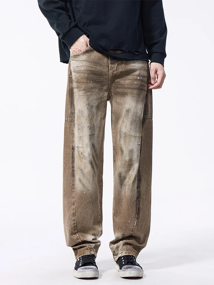 

Мужские повседневные джинсы Bla Armada в американском ретро-стиле, свободные, широкие, винтажные, из хлопкового денима, длинные брюки