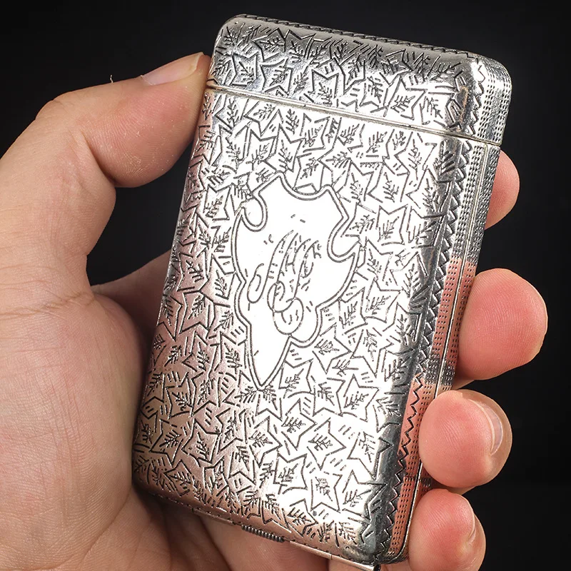 Luxury Carved Cigarette Case Box Container Vintage Pocket Cigarettes Tobacco Case Box Holder Cigarette Storage Case Box Gifts