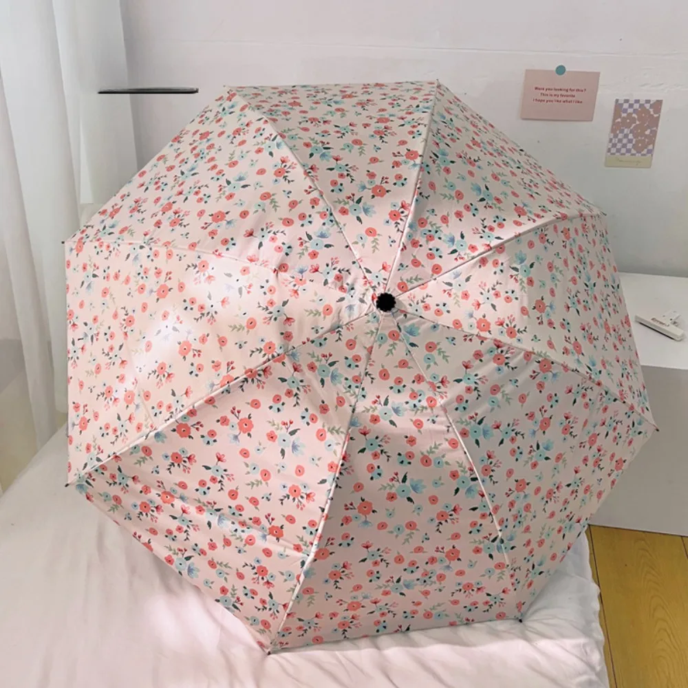 Automatic Umbrella Beautiful Flower Oil Painting Pattern Travel Portable Folding Umbrella Sun Protection Rain Windproof Umbrella