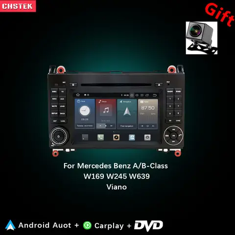 CHSTEK 자동차 라디오 DVD 카플레이, 메르세데스 벤츠 A/B 클래스 W169 W245 비아노 W639 W906 B200 스프린터, 안드로이드 14 내비게이션, 와이파이 BT