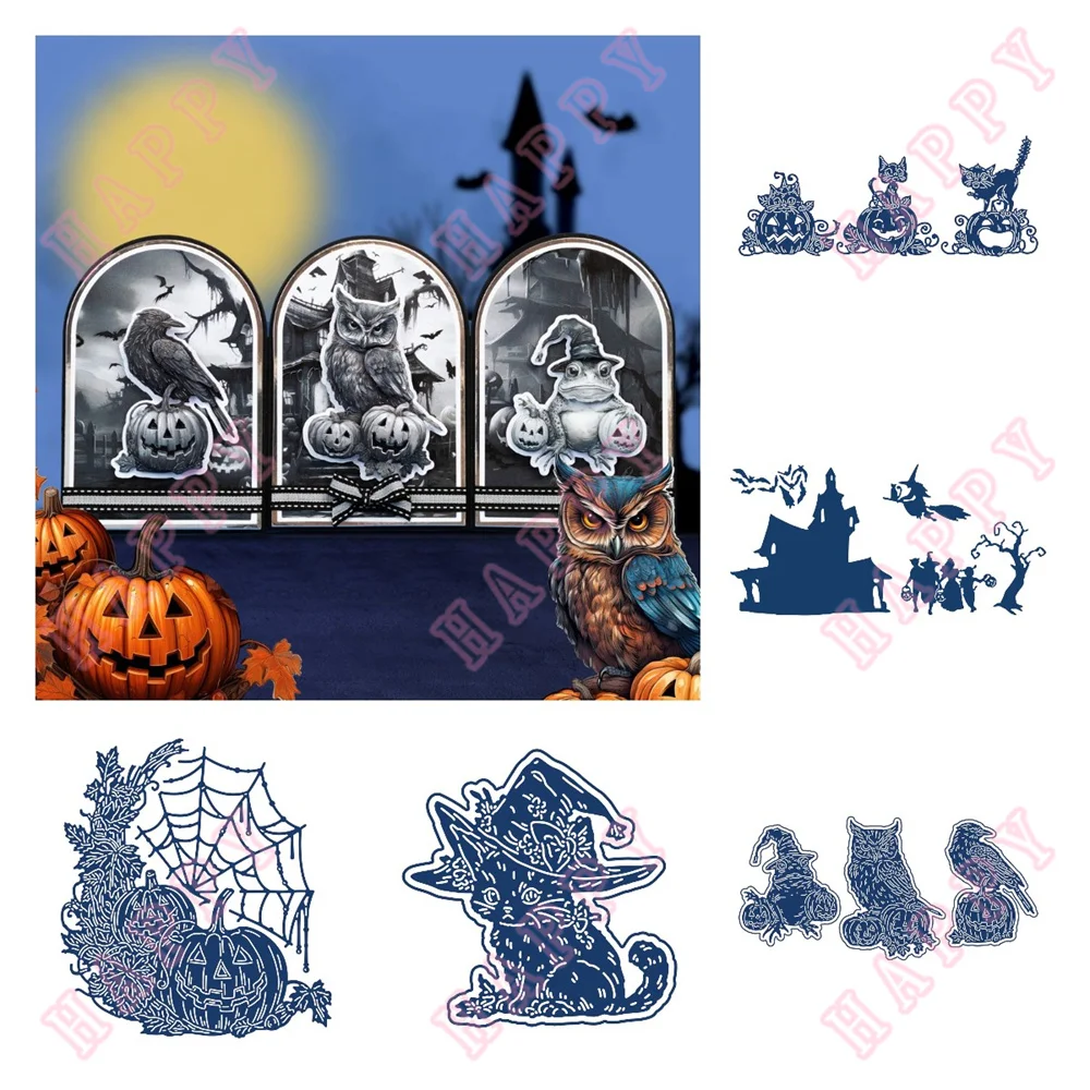 

Spooky Silhouettes Halloween Harvest Metal Cut Die Diy Scrapbooking Envelope Decorative Paper Craft Template Embossing Handcraft