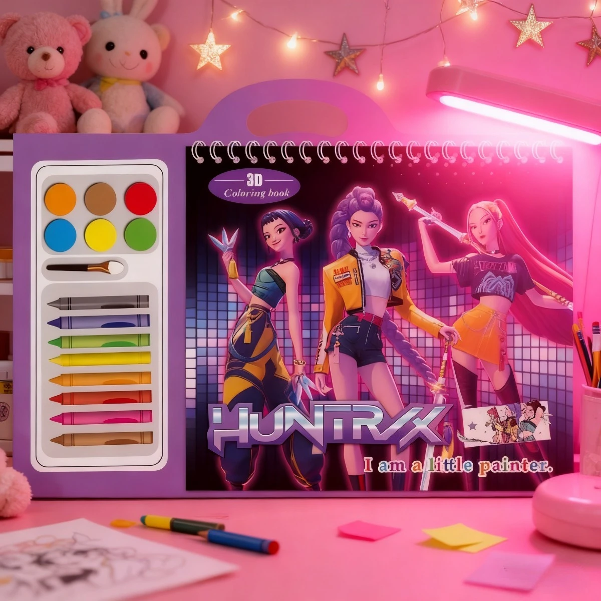 NewKpop-libro para colorear con pigmentos para niños, grupo de caza de brujas, libro para colorear de reina cantante púrpura, libro para colorear con pintura