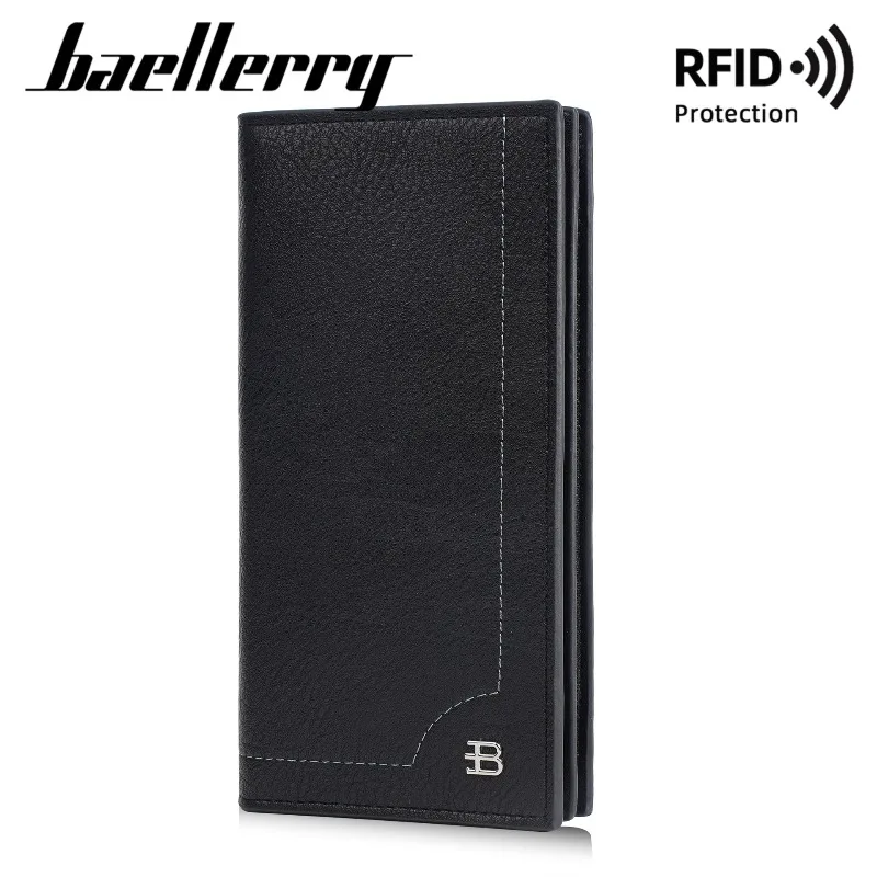 Baellerry Men's Long Wallet Retro Multi Slot Soft Leather Wallet with High-end Feel Zipper Business Wallets for Man