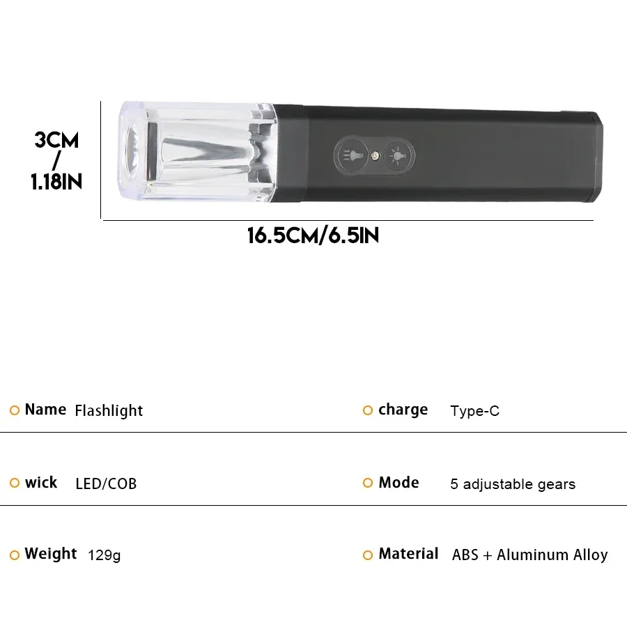 LED Camping Torch Flashlight High Power USB Rechargeable Built-in Battery Flashlamp with Magnet For Outdoor Fishing Waterproof