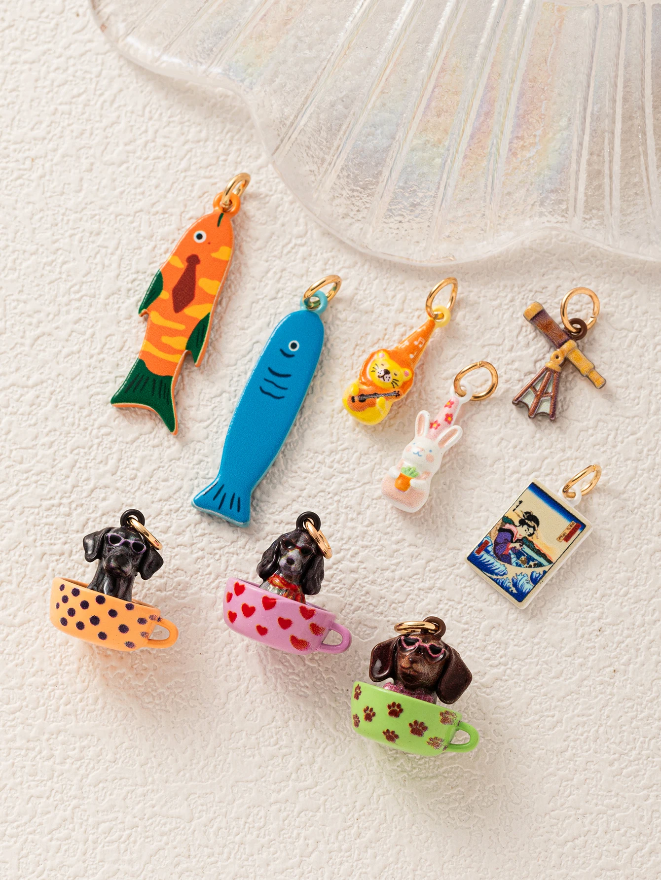 Einfache und beliebte Cartoon-Serie Schal Hund Krawatte Fisch Löwe DIY Anhänger Charms Schmuckherstellung – Detail 2