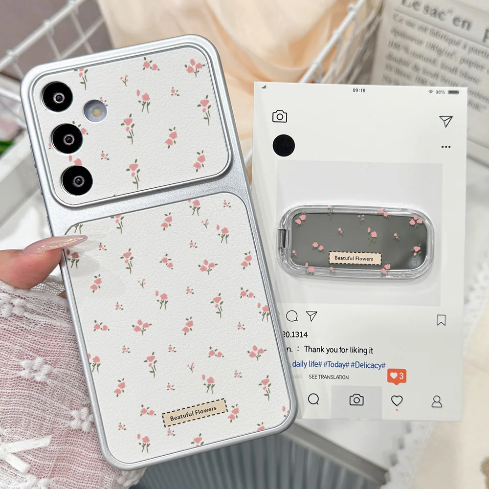 Cute Pink Floral Phone Case For Samsung S26 S25 S24 S23 Ultra Plus FE Case A16 A57 A56 5g A17 A37 A27 A07 A55 A35 A54 A26 Cover