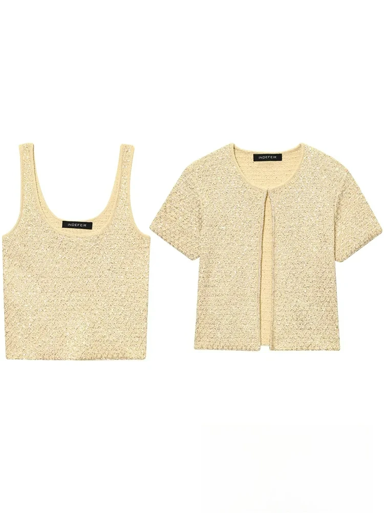 

KONDALA уличная одежда, повседневный шикарный женский топ, однотонный вязаный кардиган с круглым вырезом и короткими рукавами, модный осенний праздничный топ 2025 года