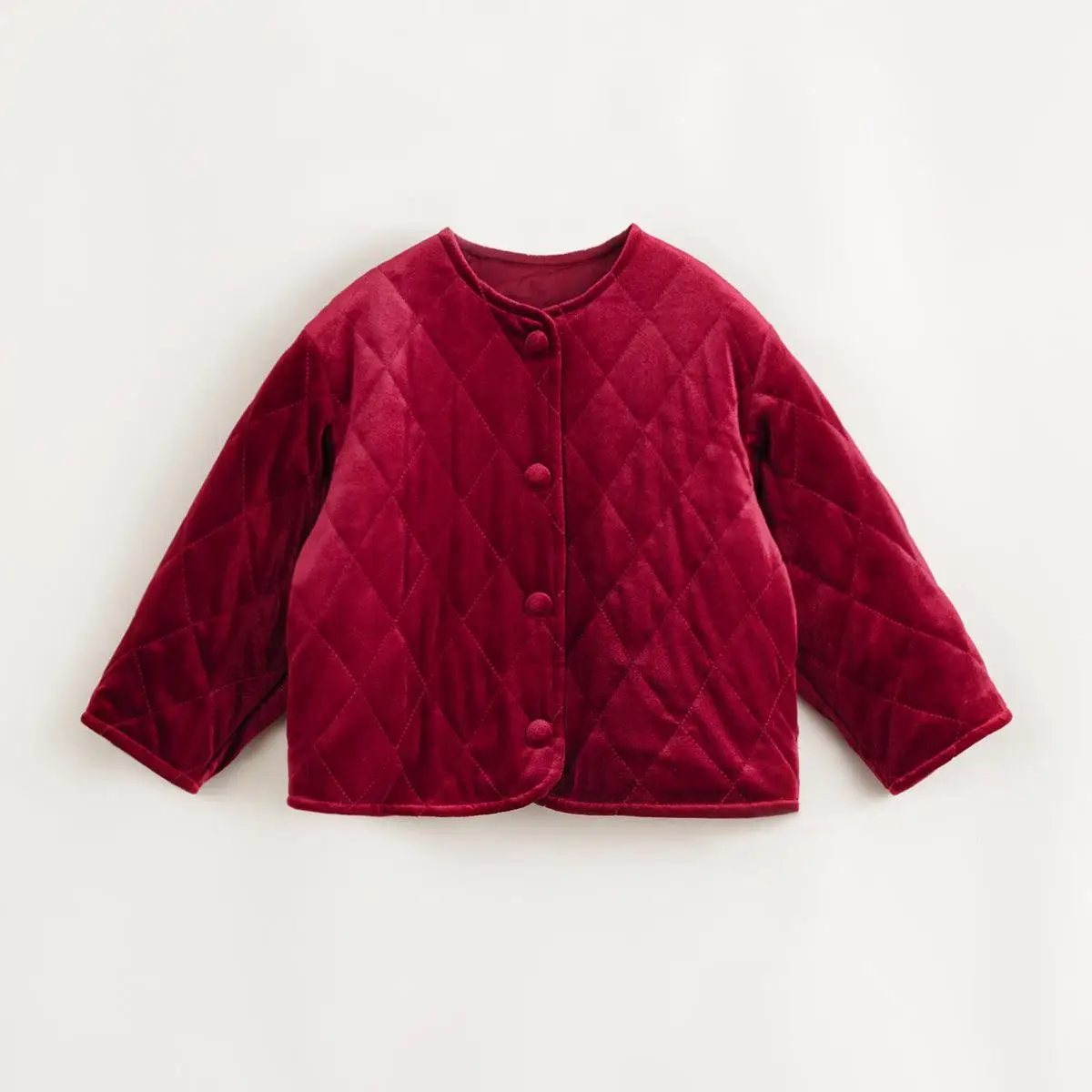 

MARC&JANIE Girls Lattice Velvet Bubble Sleeve Jacket for Winter French Series 231568