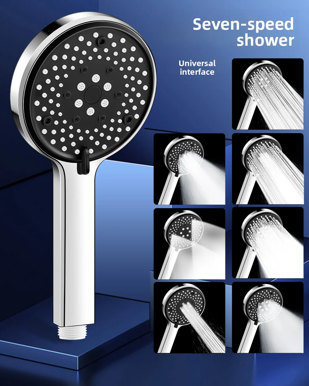 

7 - Speed Boosted Pressure Filtered Shower Head, Universal Interface Handheld Shower for Bathroom, High Pressure Luxury Spa