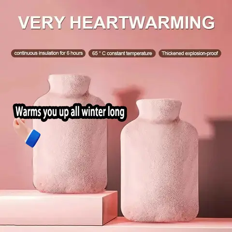 1000ml 핸드 워머 온수 가방, 두꺼운 재사용 가능 핸드 워머, 천 커버 포함, 방폭 겨울 주전자, 침대 기간 클램프