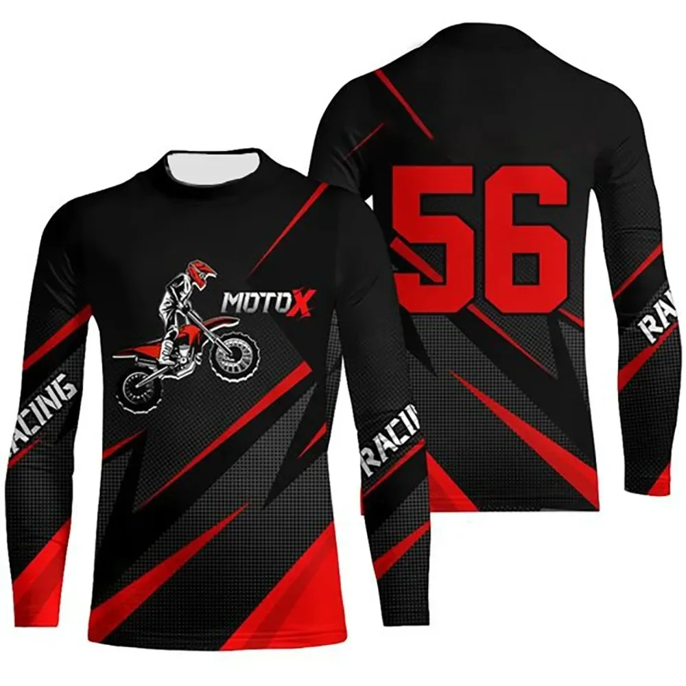Hot Selling 3D Printed Motorcycle Long Sleeved T-shirt BMX Quick Drying Breathable Cycling Shirt for Men Women Cycling Fashion