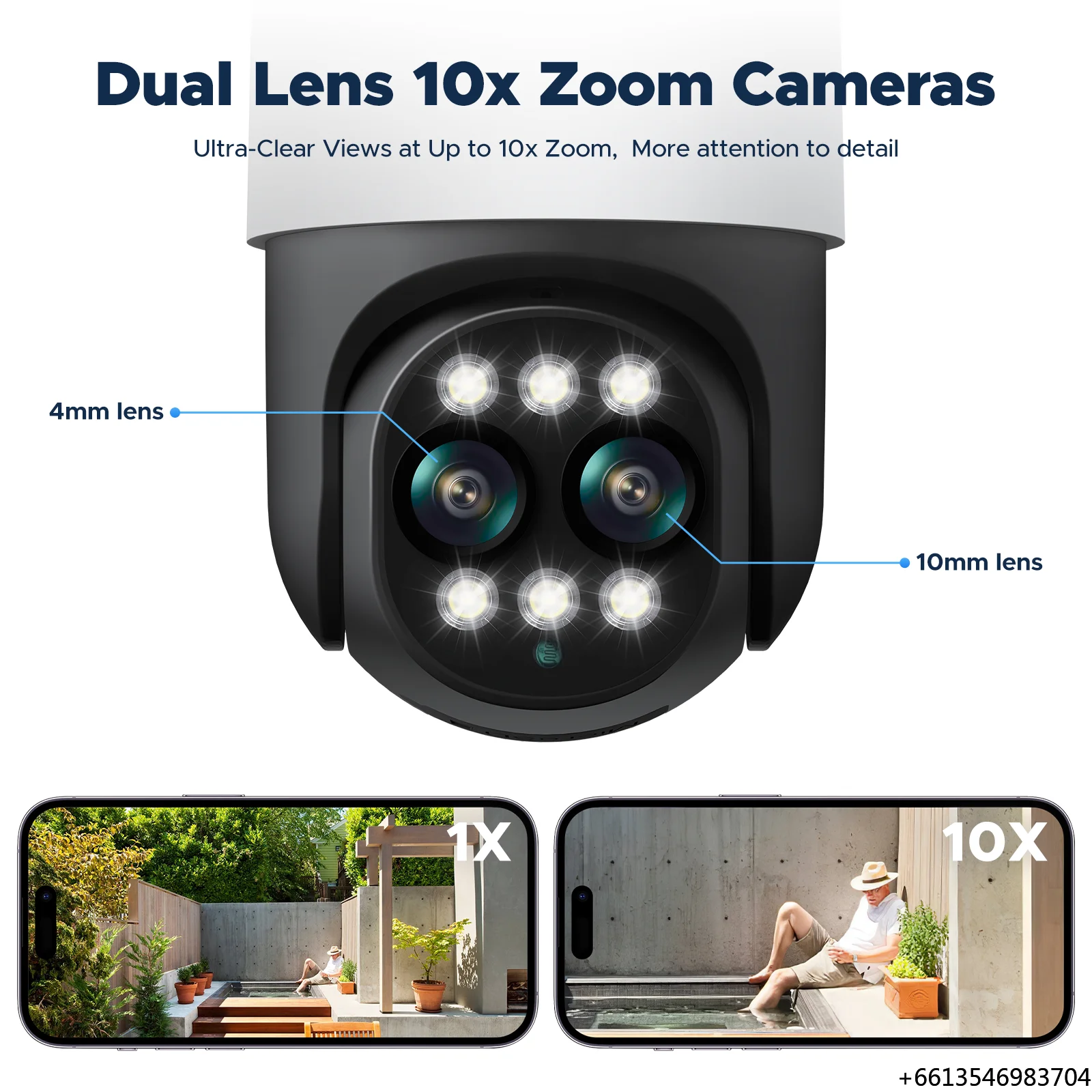 PoE Security Camera System with Dual-Lens,4PCS 10X Hybrid PTZ Surveillance Cameras Outdoor,8CH 4K NVR,3TB HDD for 24/7 Recording