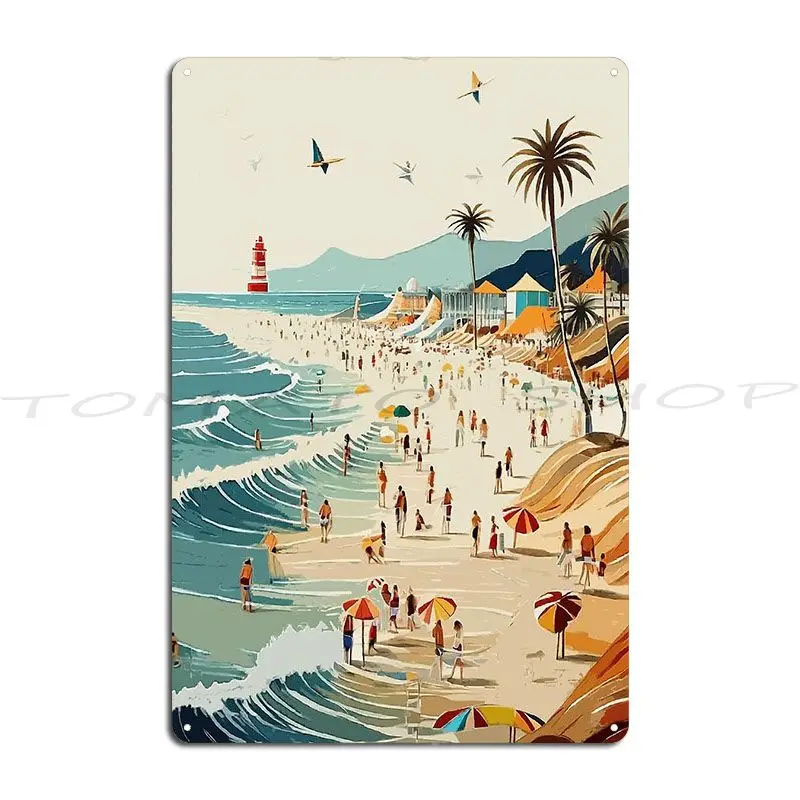 Seaside Bliss Panneau métallique décoratif, Décoration murale pour cinéma et grotte, Affiche personnalisée en étain