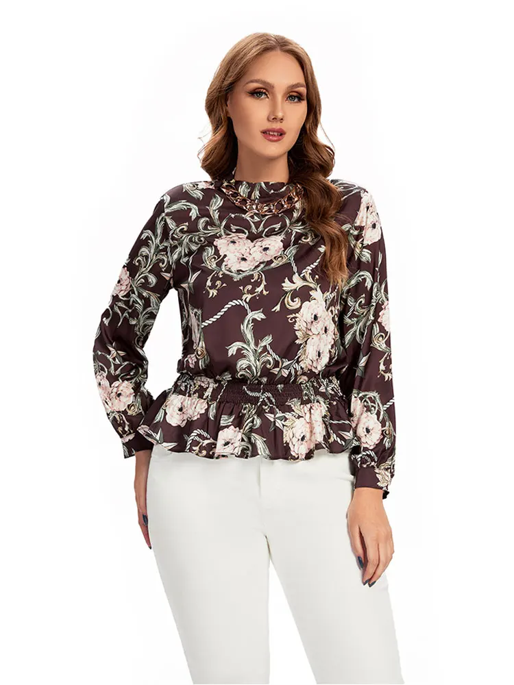 

Женский тканый модный топ больших размеров на весну и осень