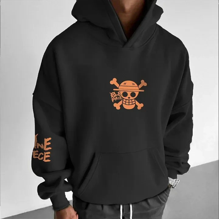 Pakaian Orang Tua dan Anak ONE PIECE Musim Gugur dan Musim Dingin Hoodie Karakter Klasik Animasi Berjiwa Panas Jepang untuk Pria dan Wanita