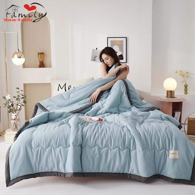 

Spring Summer Air Conditioning Quilt Washed Cotton Throw Blanket Quilting Thin Comforter Cooling Duvet Quilted Quilt Solid Color