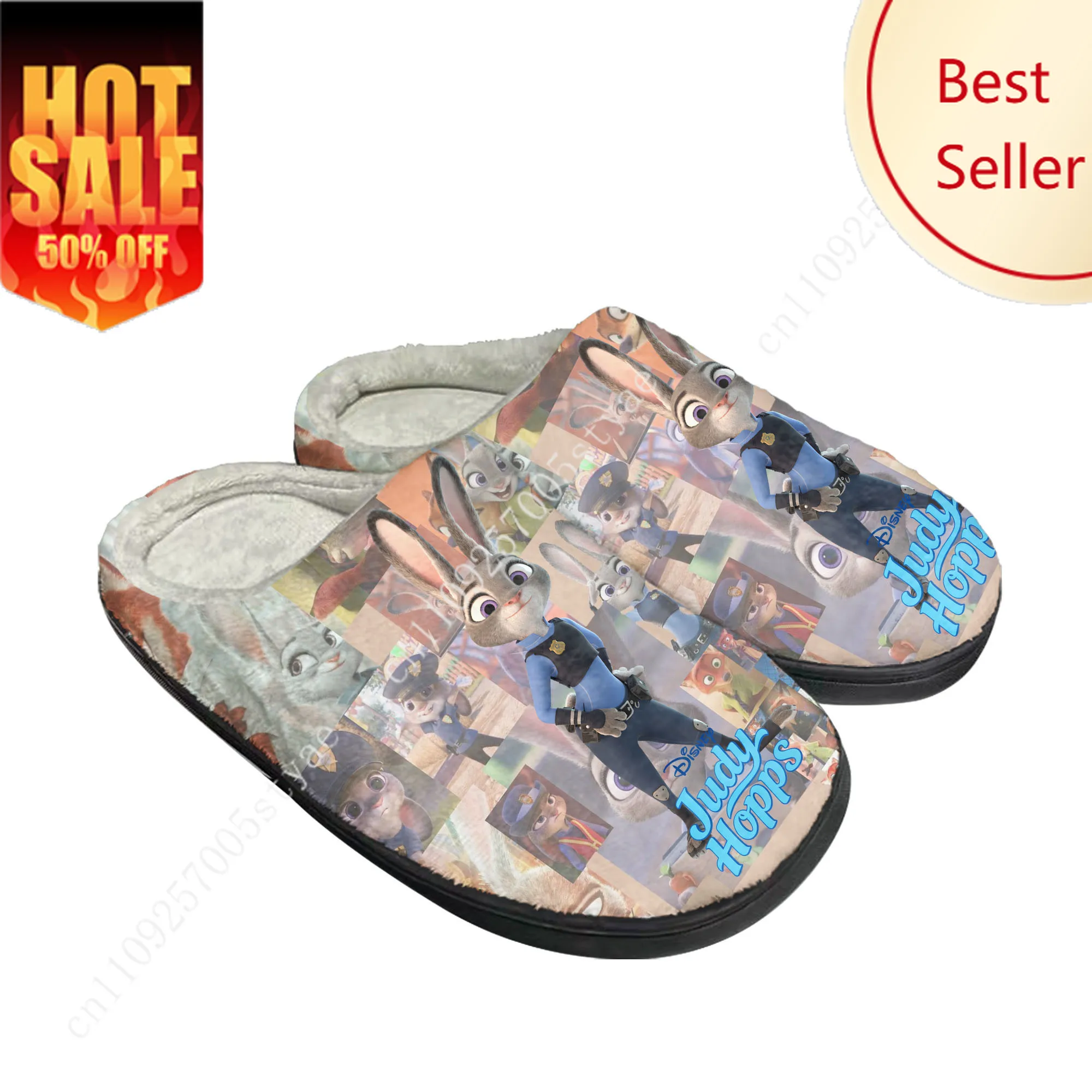 

Judy Hopps Nick Wilde Cotton Slipper Disney Cartoon Decorate Plush Indoor Shoes Design Your Photo Party Holiday Gift Custom Shoe