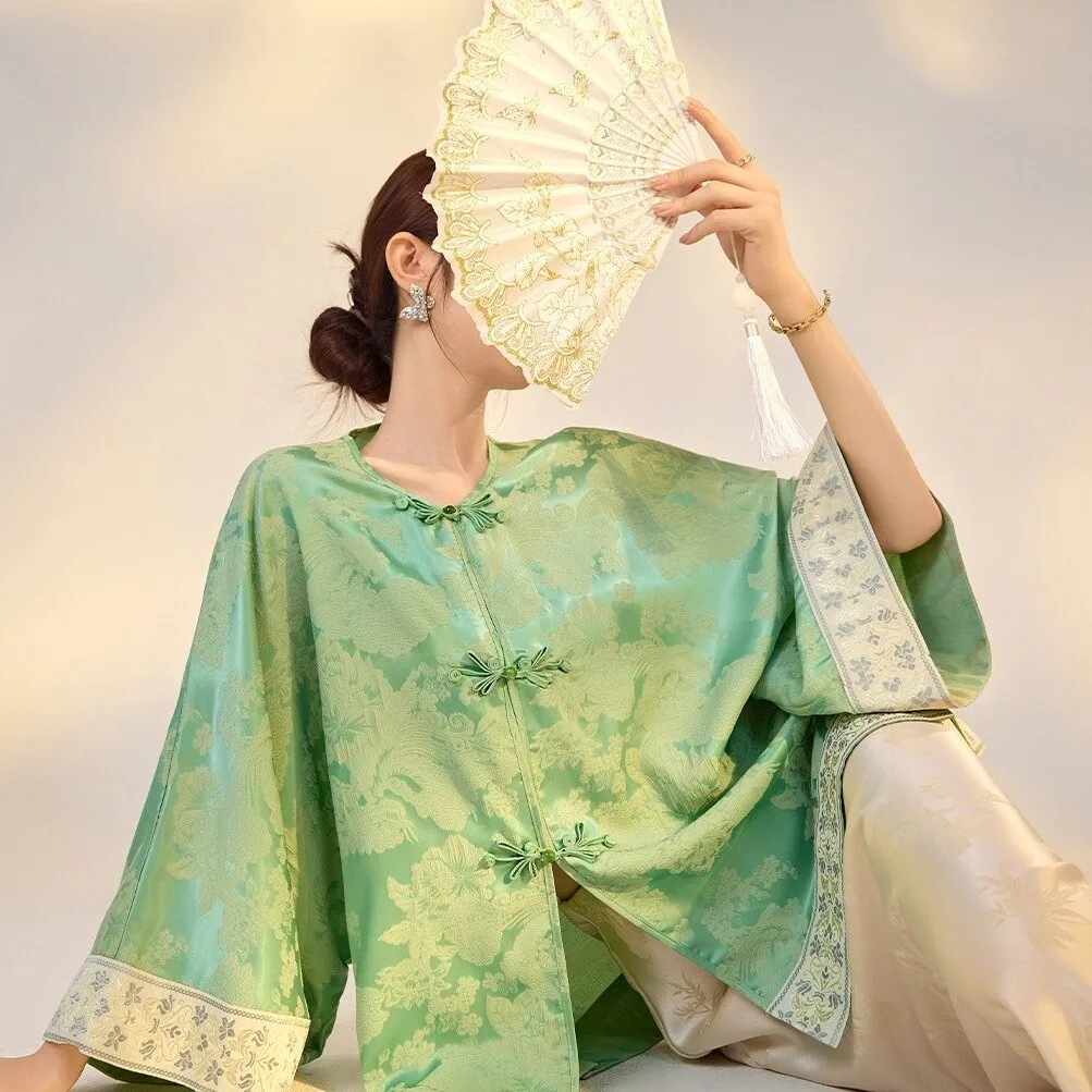 

Ele Embroidered Floral High-Defn Outerwear Top Women's Set New Chinese National Sle Luxury Retro Faion