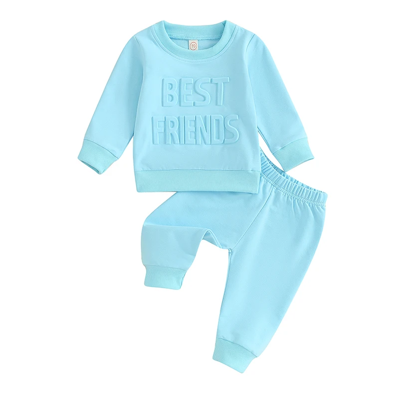 Toddler Girls 2-Pieces Outfit Letter Print Long Sleeve Sweatshirt and Elastic Pants Set Baby Cute Fall Clothes