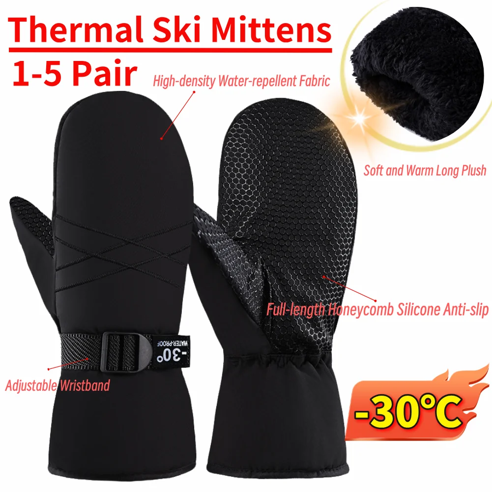 

Ski Mittens Waterproof Winter Gloves Windproof Cycling Gloves Thermal Snowboard Gloves Cold Weather Gloves for Men & Women