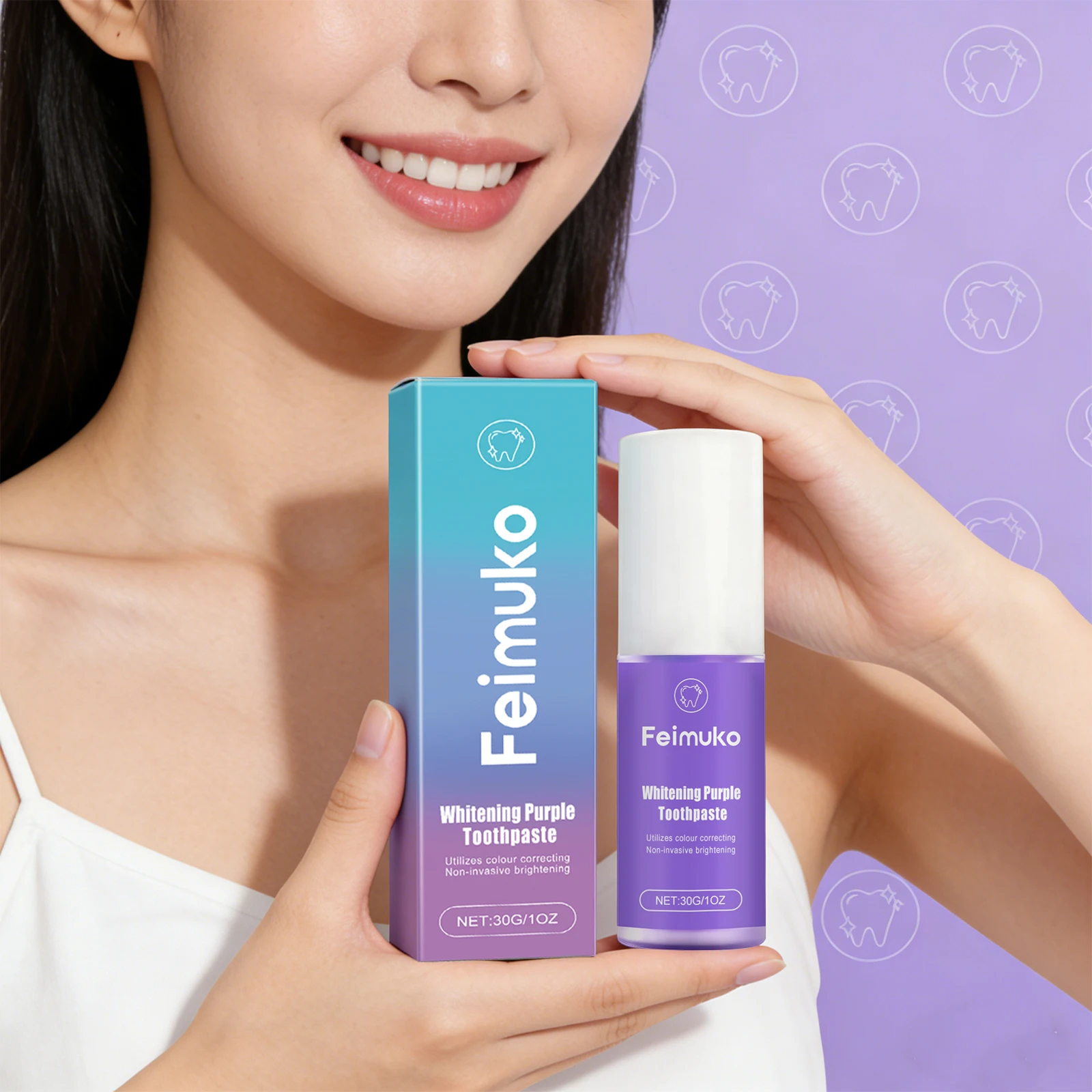 

Фиолетовая зубная паста, глубокая очистка, отбеливание зубов, удаление пятен налета, свежее дыхание, гигиена полости рта, инструменты для отбеливания зубов